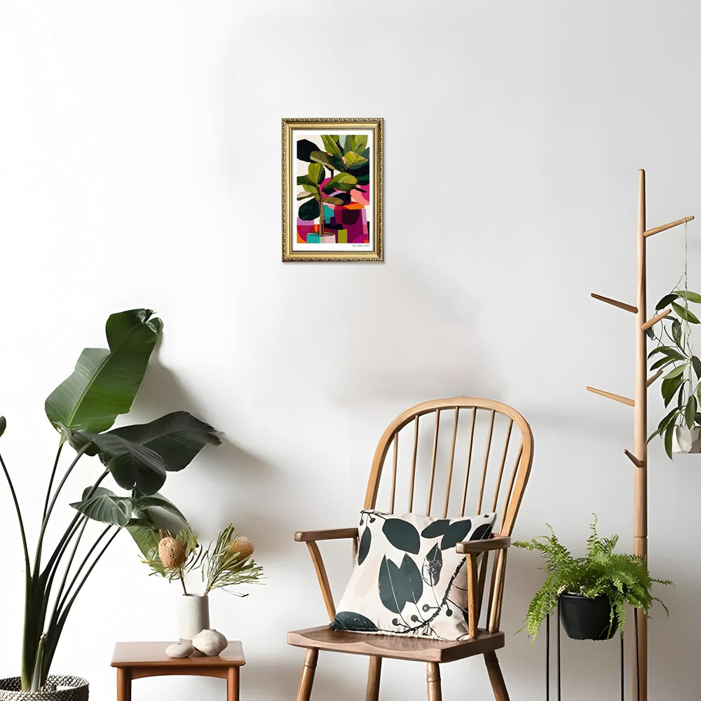Gold Framed Picasso Wall Art, Modern Colourful Botanical Canvas Wall Decor Pa...