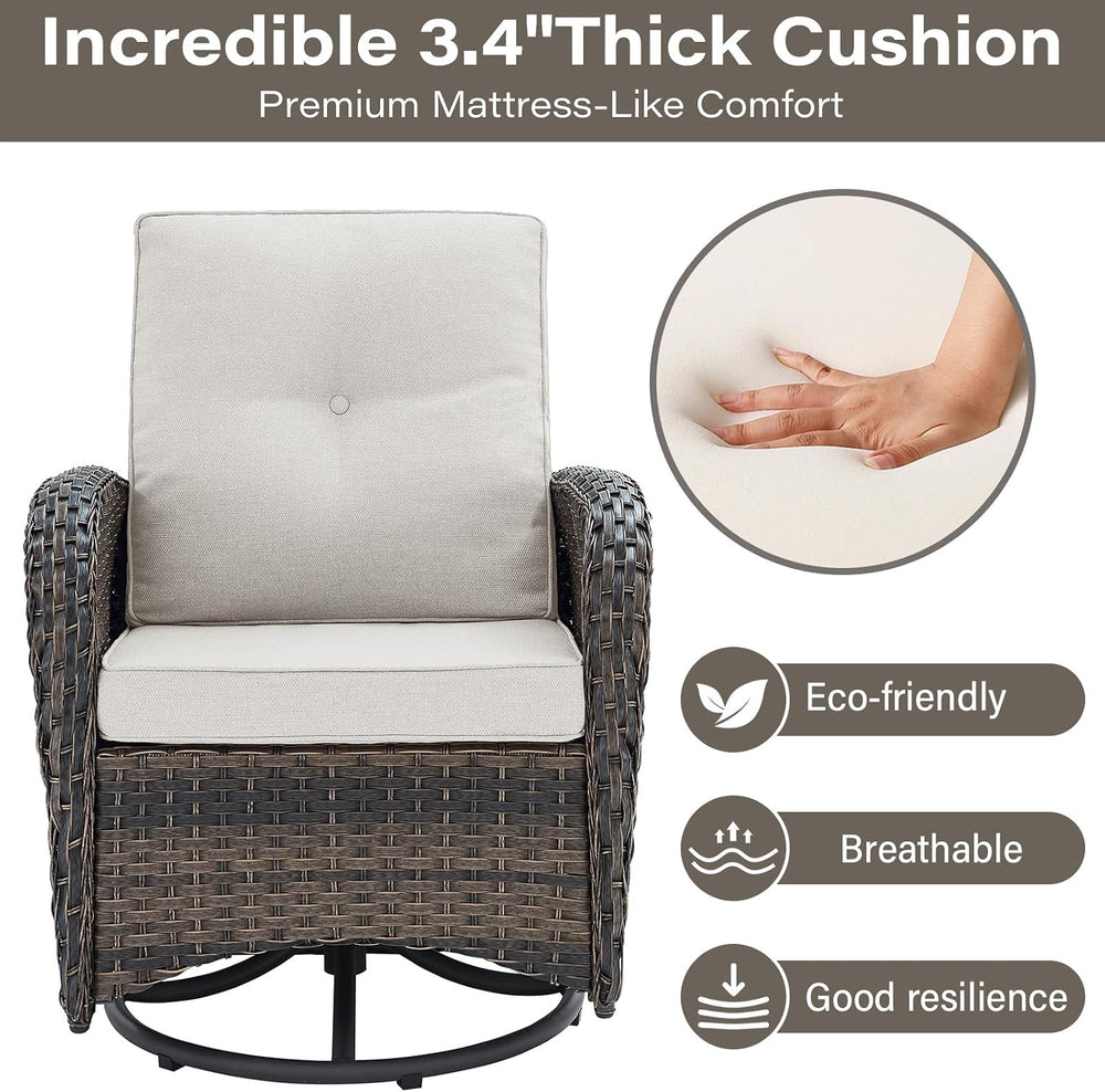 Belord 5 Piece Swivel Rocker Glider Outdoor Chairs Set of 2 with Ottoman and ...