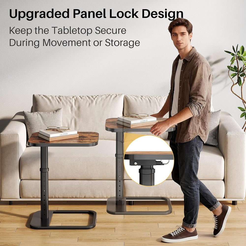 Adjustable Height TV Tray Table for Couch, Flip-Top Design