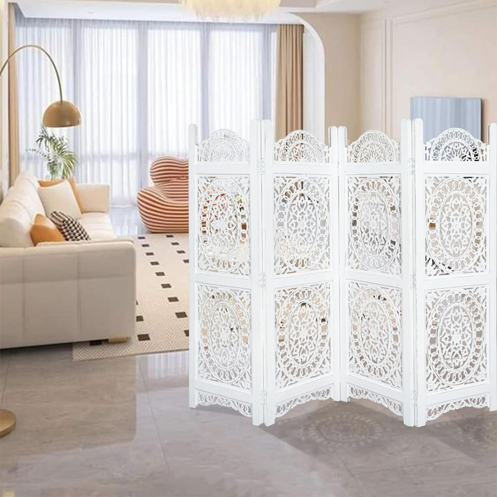 Lightnpro 4-Panel Wooden Room Divider 64x48, Preassembled Partition Screen
