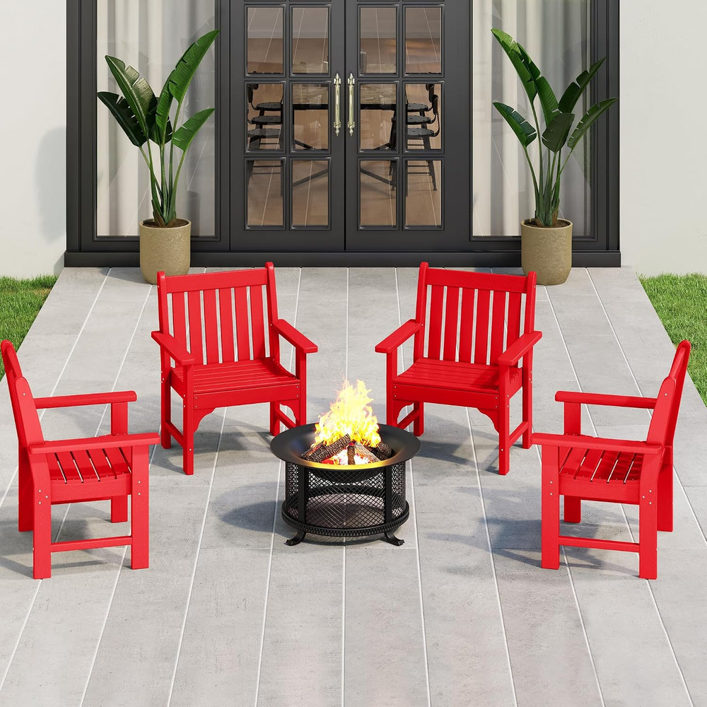 Costaelm Outdoor Dining Arm Chair, Patio HDPE Garden Dining Table Chair, Poly...