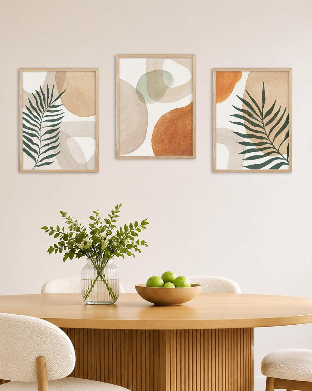 HesenDot Natural OAK Wood Organic Botanical Leaf Framed Wall Art,12x16in