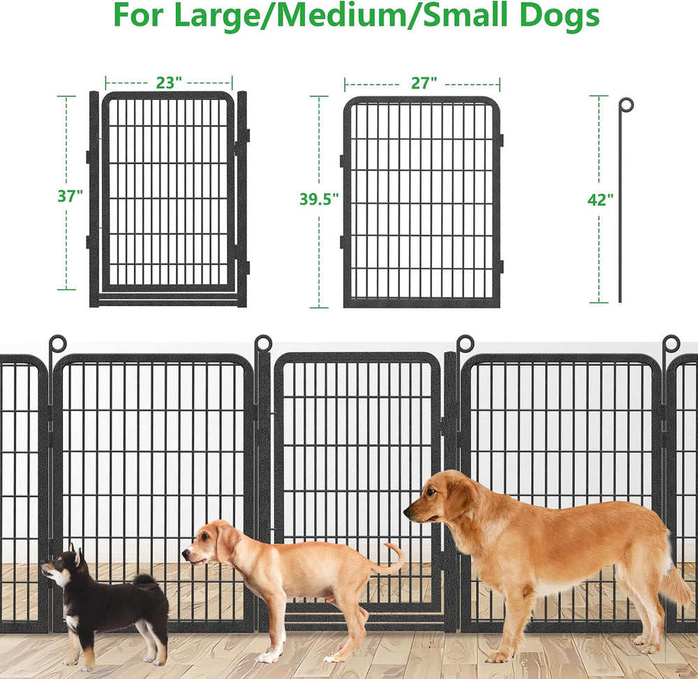 Decorative Garden Fence with Gate, 40 in(H) x 54 ft(L) Rustproof Metal Fence ...