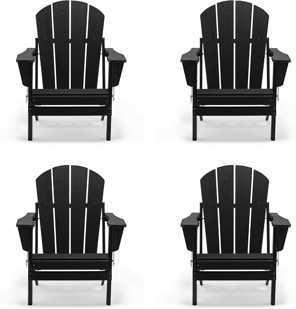 WO Home Furniture Laguna Folding Adirondack Chair Set of 4, Black