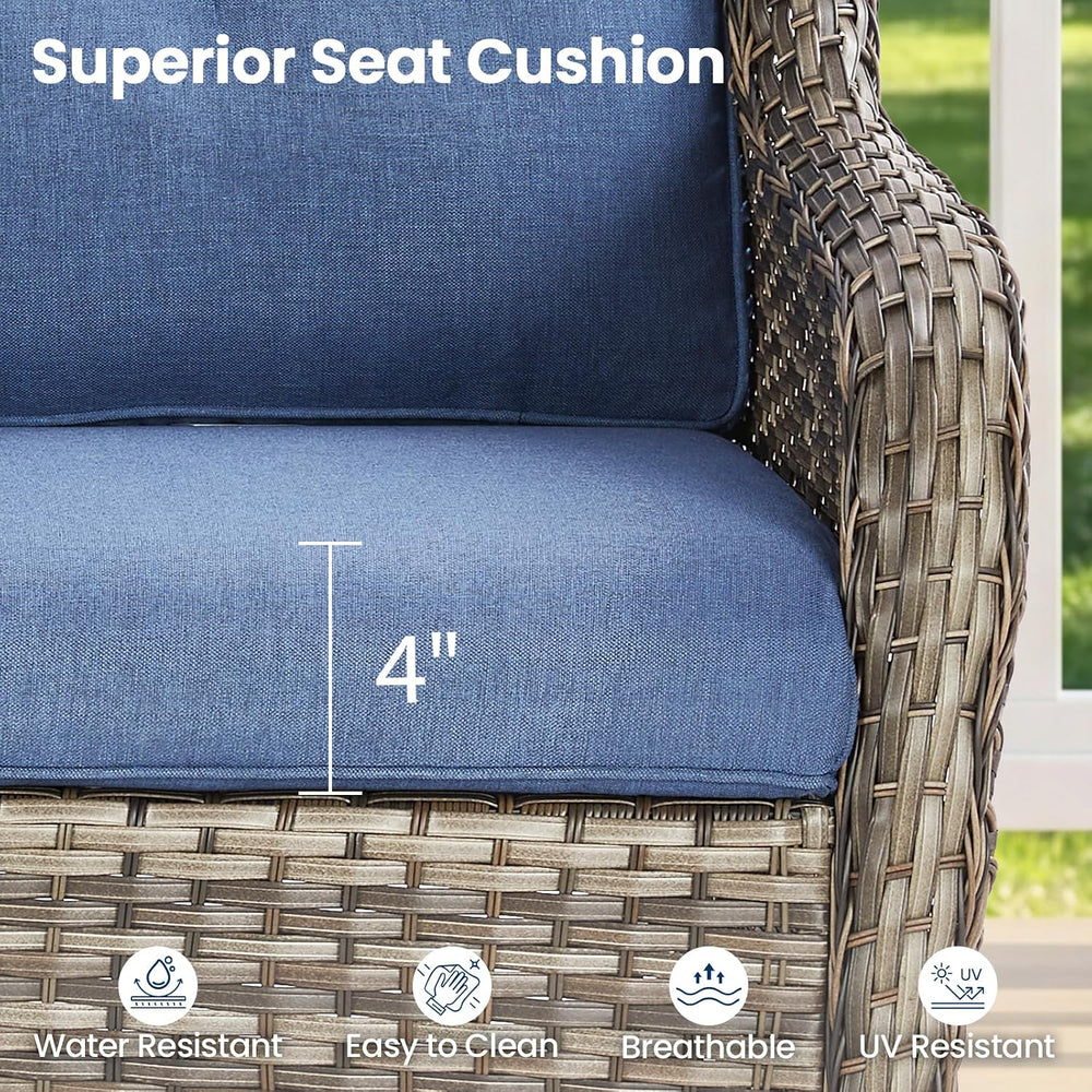 Patio Loveseat Sofa, Outdoor Wicker Loveseat with Luxury Thick Cushion, All-W...