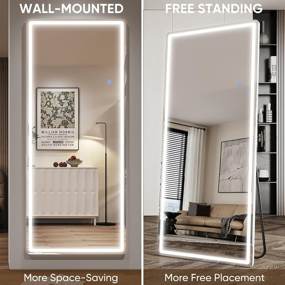 Antok 58"x18" LED Full Length Mirror, Lighted Floor Mirror, Rect