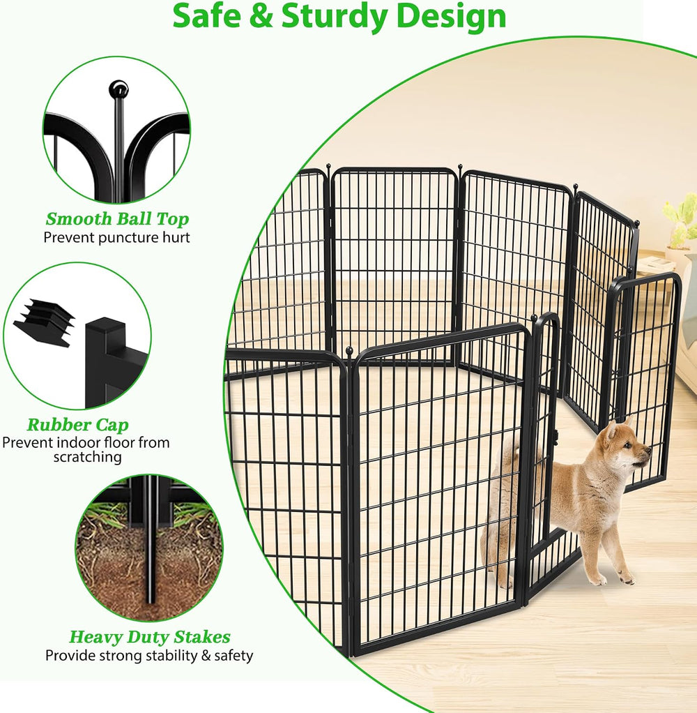 Decorative Black Metal Fencing Garden Fence with Gate, 45ft(L) 40in(H) 20 Fen...