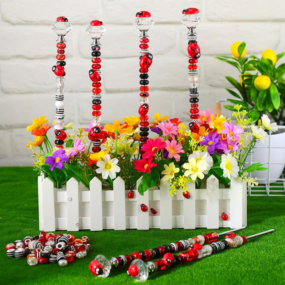 Tigeen 236 Pcs Garden Stake DIY Fairy Wand Plant Stake, Ladybug