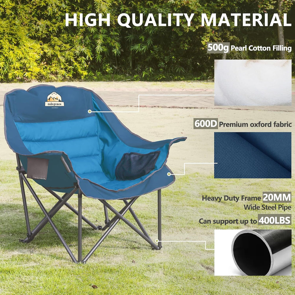 Colegence Oversized Camping Chair for Adults, Padded Lawn Chair 1 Pack