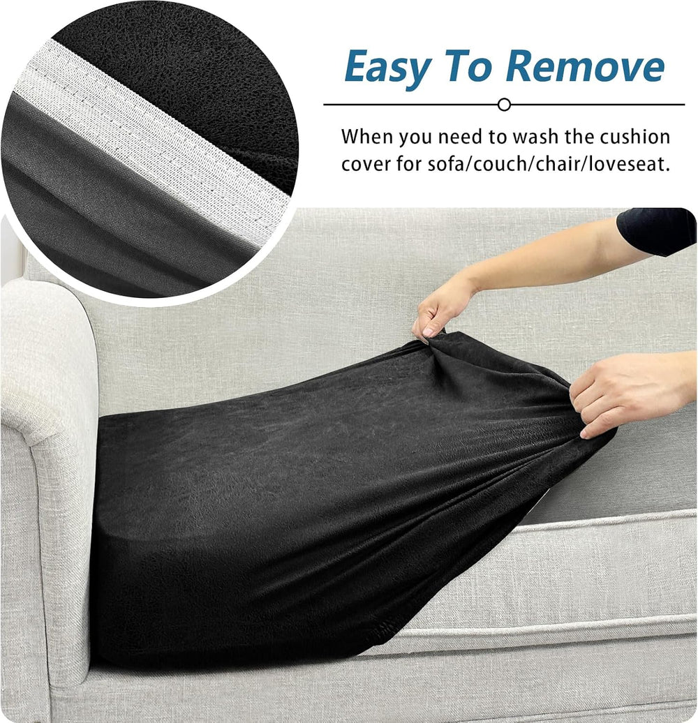 Sectional Couch Cushion Cover Leather-Look 1PC Stretch Chaise Seat Slipcover ...