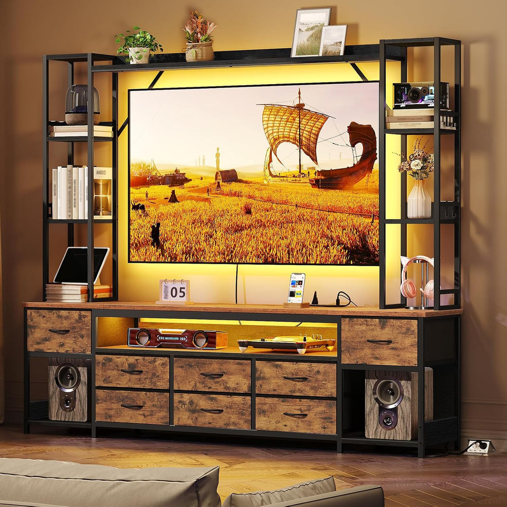 RALGEND Large Entertainment Center for TVs up to 65", Wall Unit TV Stand...