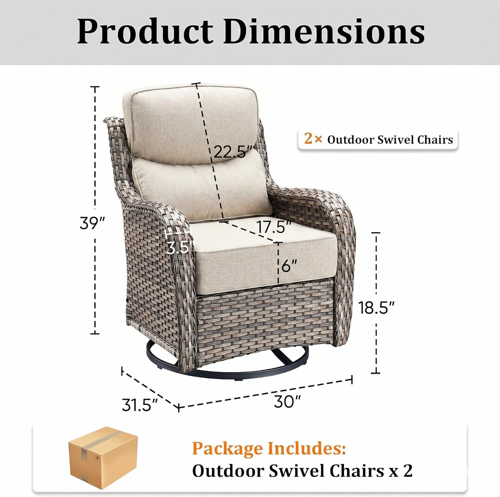 Luxury Outdoor Swivel Rocker Patio Chairs Set of 2 with 6-Inch Thick Cushions...
