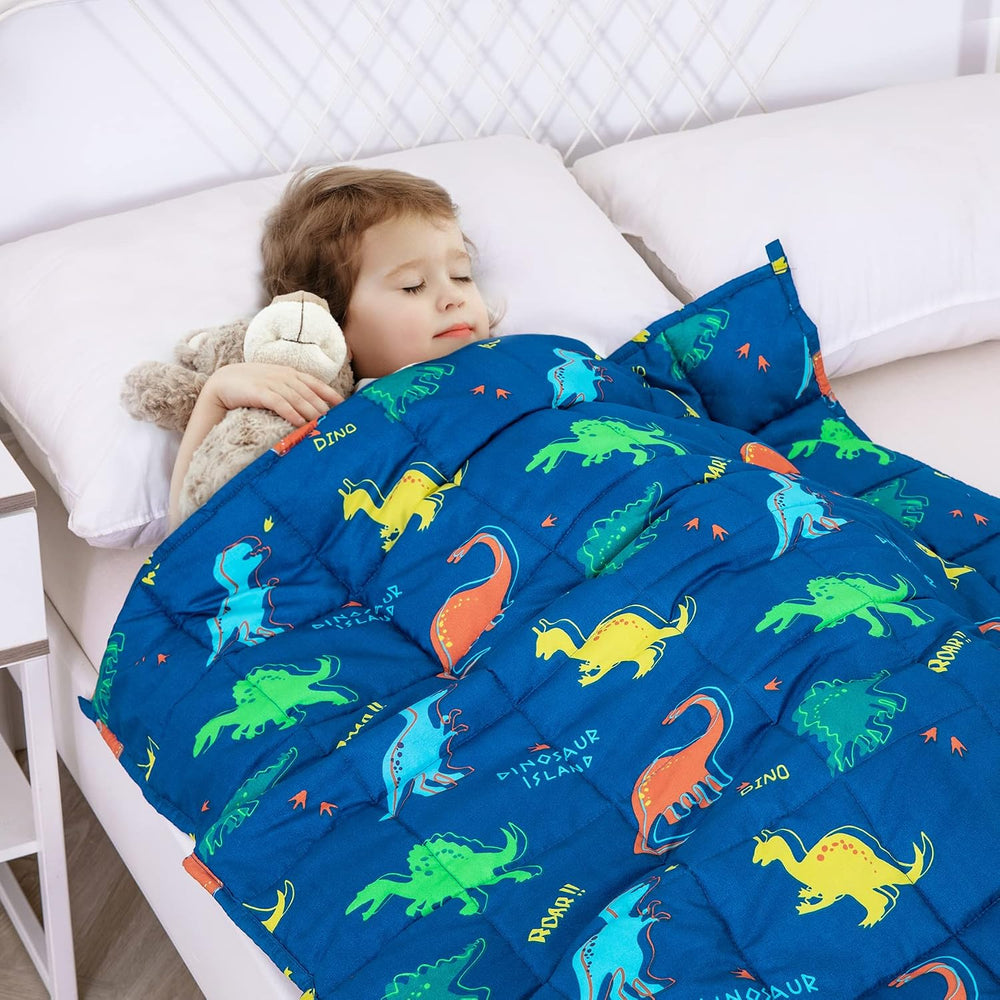 Kivik Weighted Blanket 3lbs, Cooling Blue Dinosaur Heavy Blankets, 36"x4...