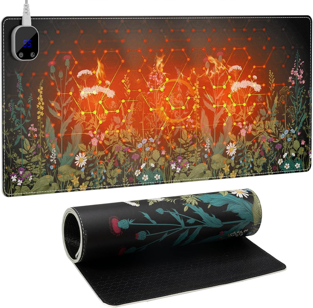 iCasso Floral Computer Pad 35.4"x15.7", Keyboard Pad for Workspace