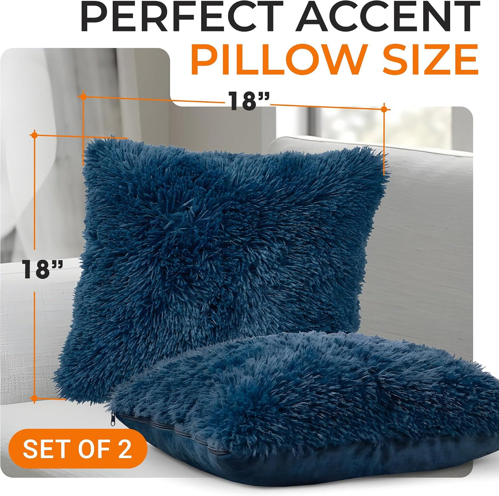 Cheer Collection Throw Pillows for Couch and Bed, Soft Shaggy Throw Pillows w...