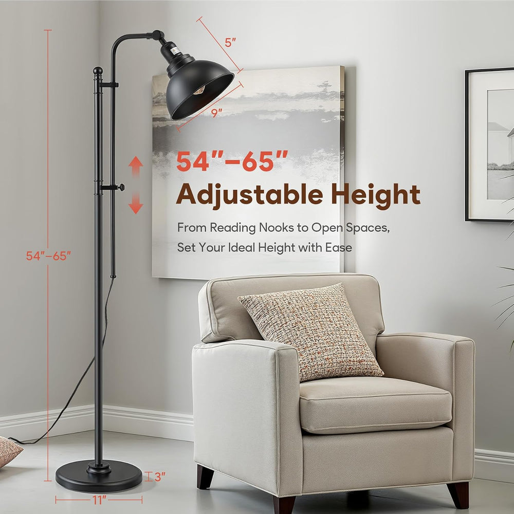 VONLUCE Industrial Floor Lamp 65", Adjustable Standing Lamp for Living Room