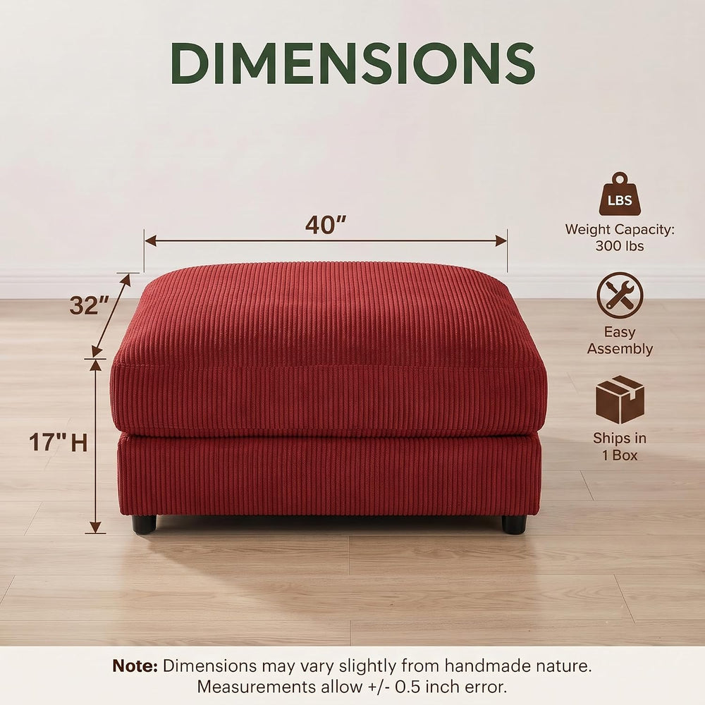 Mofolit 40" Rectangle Corduroy Ottoman Oversized Upholstered Footrest(Red)