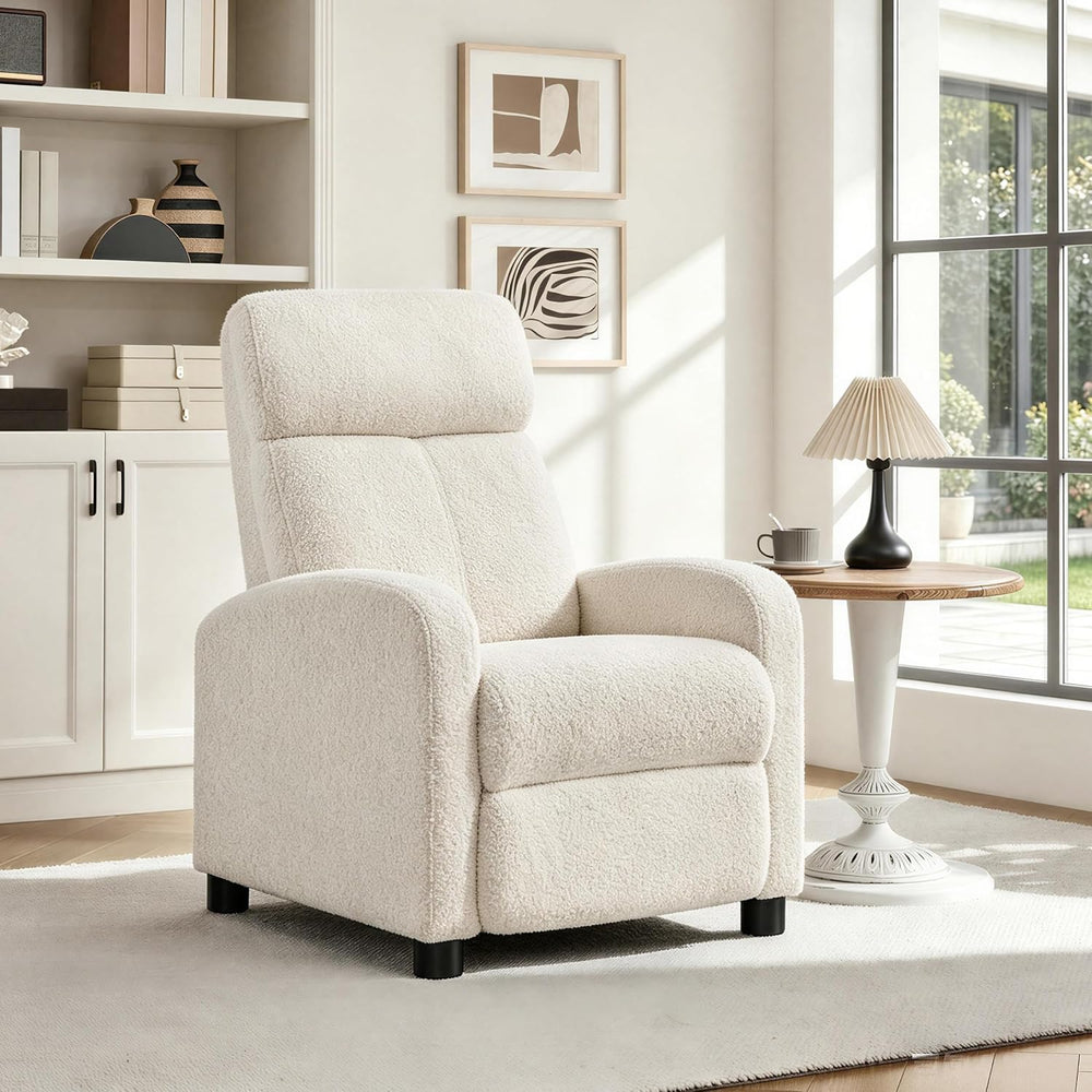 Yaheetech Recliner Chair with 3 Adjustable Angles Living Room Chairs Ivory