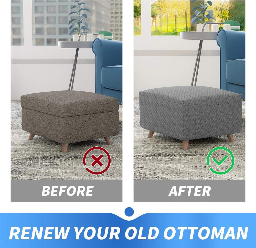 MAXIJIN Jacquard Ottoman Cover Slipcovers Folding Storage Stool Furniture Pro...