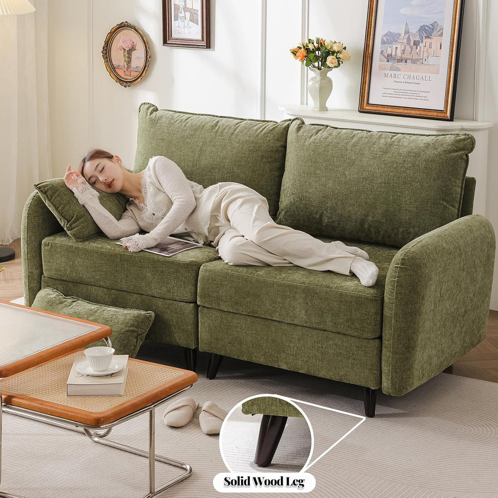 Rexulqo 73'' Modular Sectional Couch with Storage,L Shaped,Velet,Green