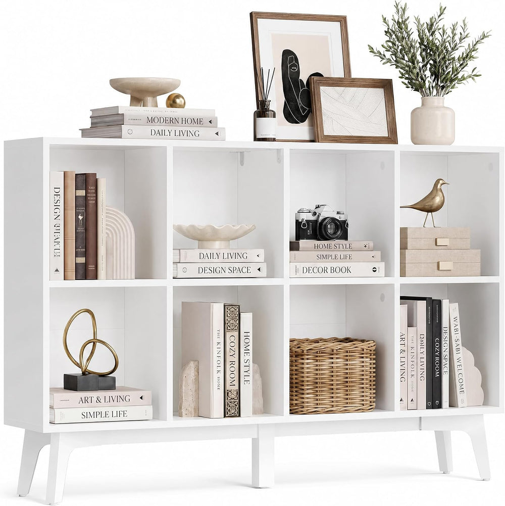 VASAGLE Mid-Century Modern 8-Cube Bookshelf, 47.1 x 9.4 x 30.3 Inch