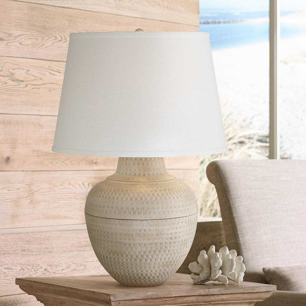 Regency Hill Brighton 27 1/4" Tall Table Lamp Hammered Beige Pot Farmhouse