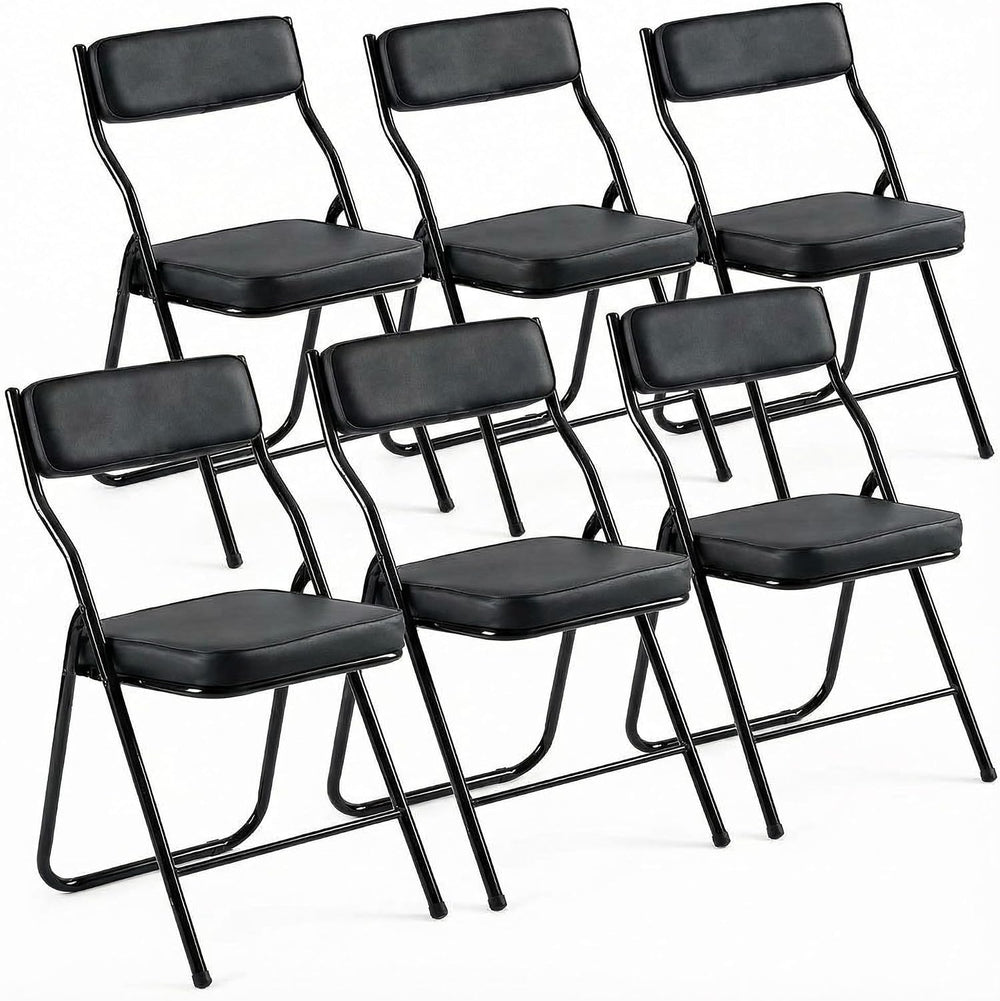 6 Pack Cushioned Folding Chairs with Padded Seats for Home Office