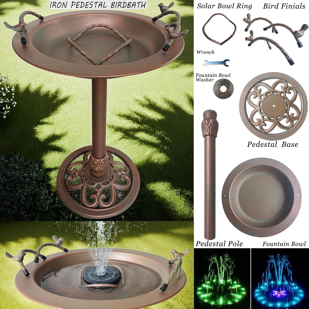 BSTGIFTS Metal Bird Bath - Iron Birdbath 28.5" H, Bird Bath for Water Fo...