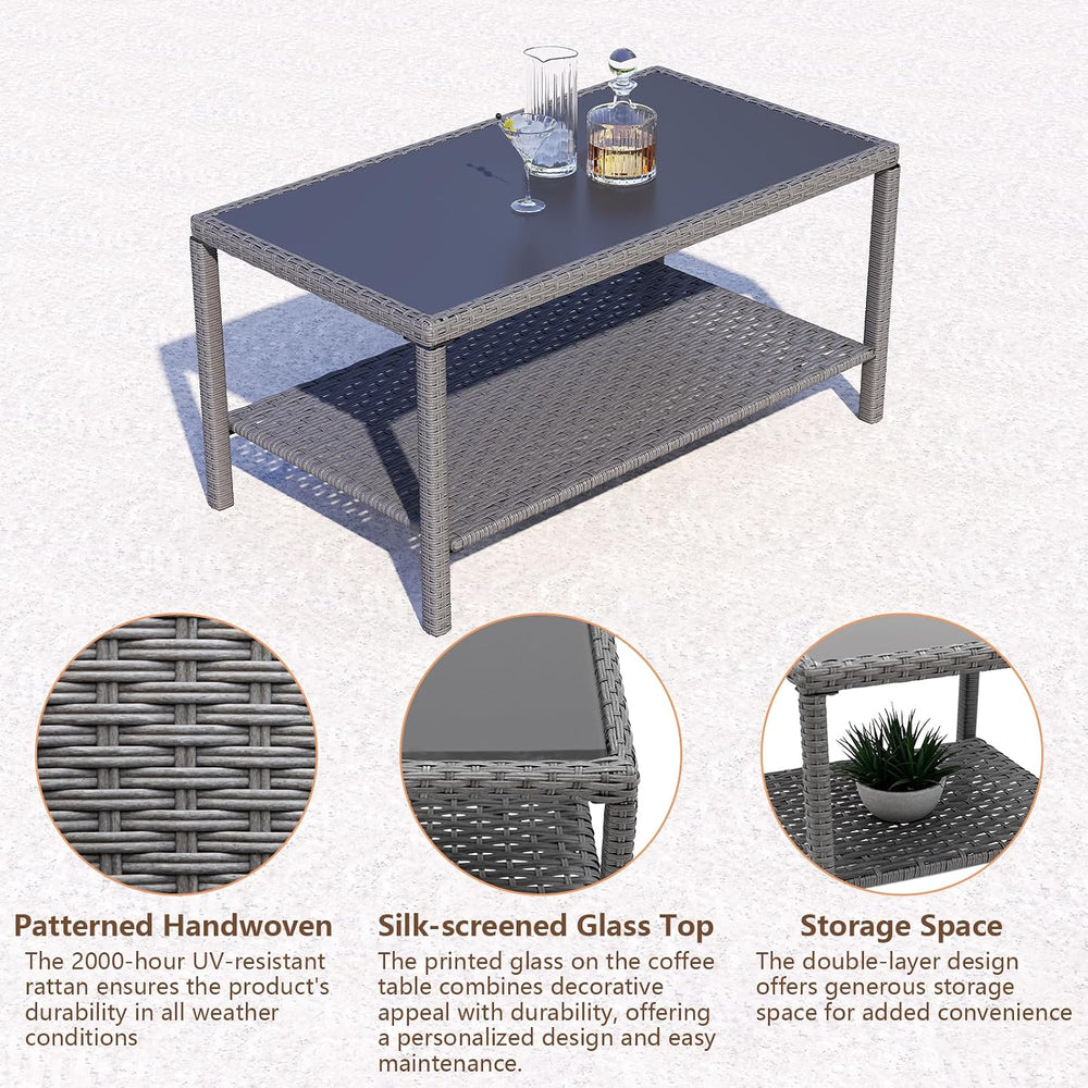 C-Hopetree Small Outdoor Coffee Side End Table for Outside Patio Storage, Gra...