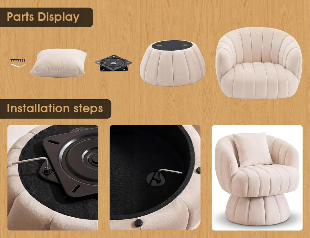 Mistpople Mid Century Modern 360 Degree Barrel Swivel Accent Sofa Chair,Fluff...