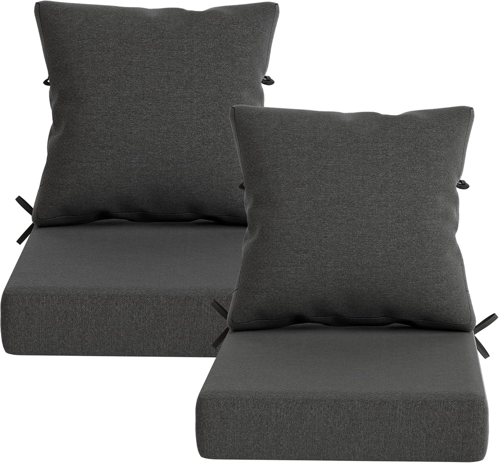 Outdoor Deep Seat Chair Cushions Set of 2, 22x24x6 Inch