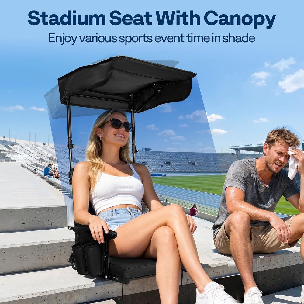 VIVOHOME Stadium Seat with Sunshade Canopy and Back Support for Sport Event