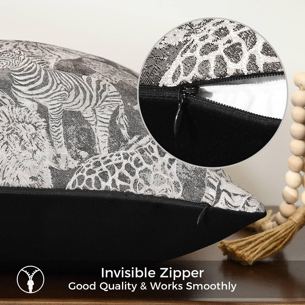 Wildlife Safari Throw Pillow Cover 12x20 inch, Animal Jacquard Cushion Cover,...