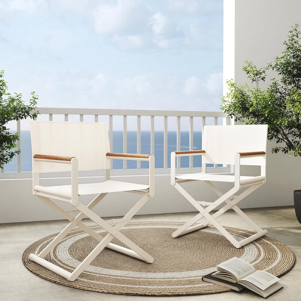 Grand patio Extra-Wide Folding Directors Chairs Set of 2, Outdoor Dining