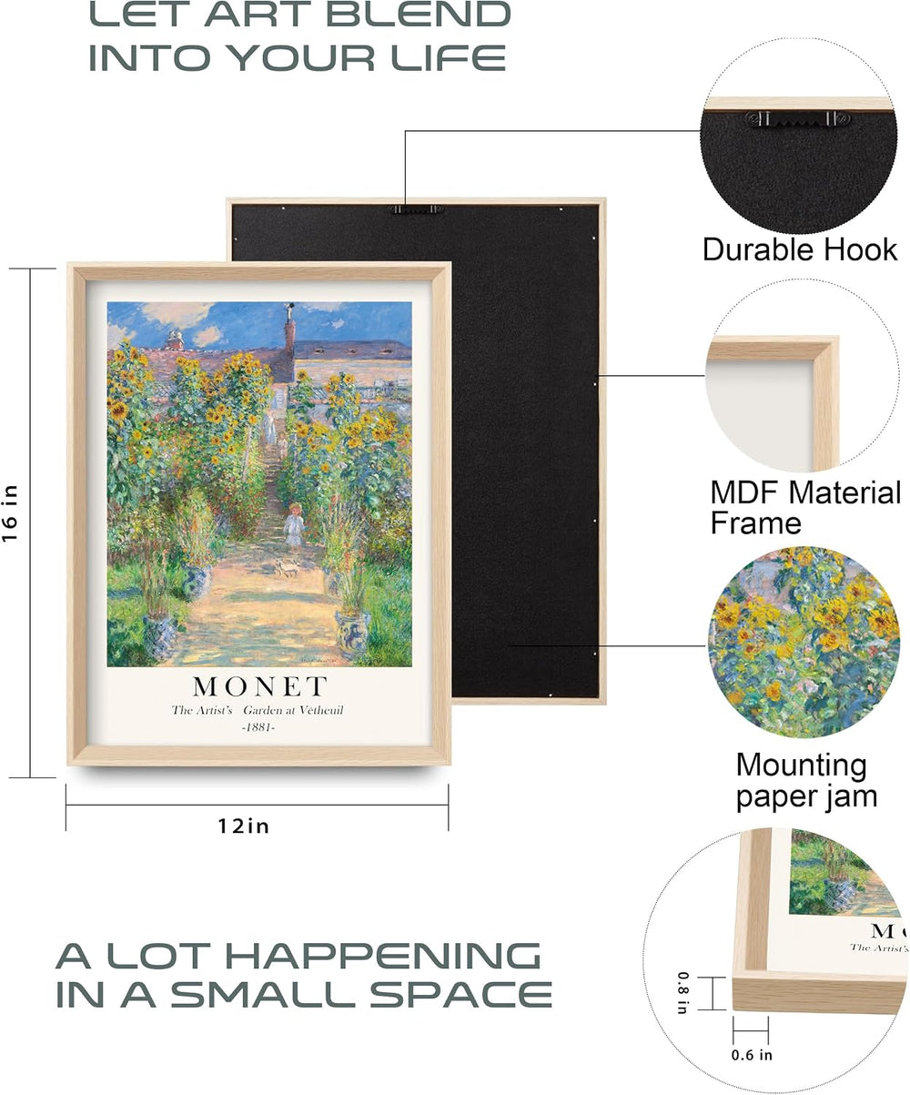 HesenDot Framed Wall Art, Claude Monet Landscape Canvas Prints Set