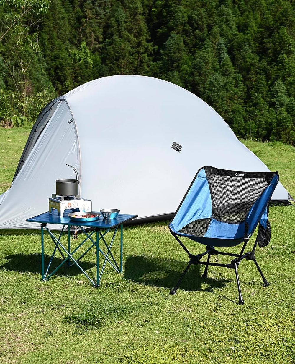 iClimb Ultralight Compact Camping Folding Table (Reinforced Black - L)