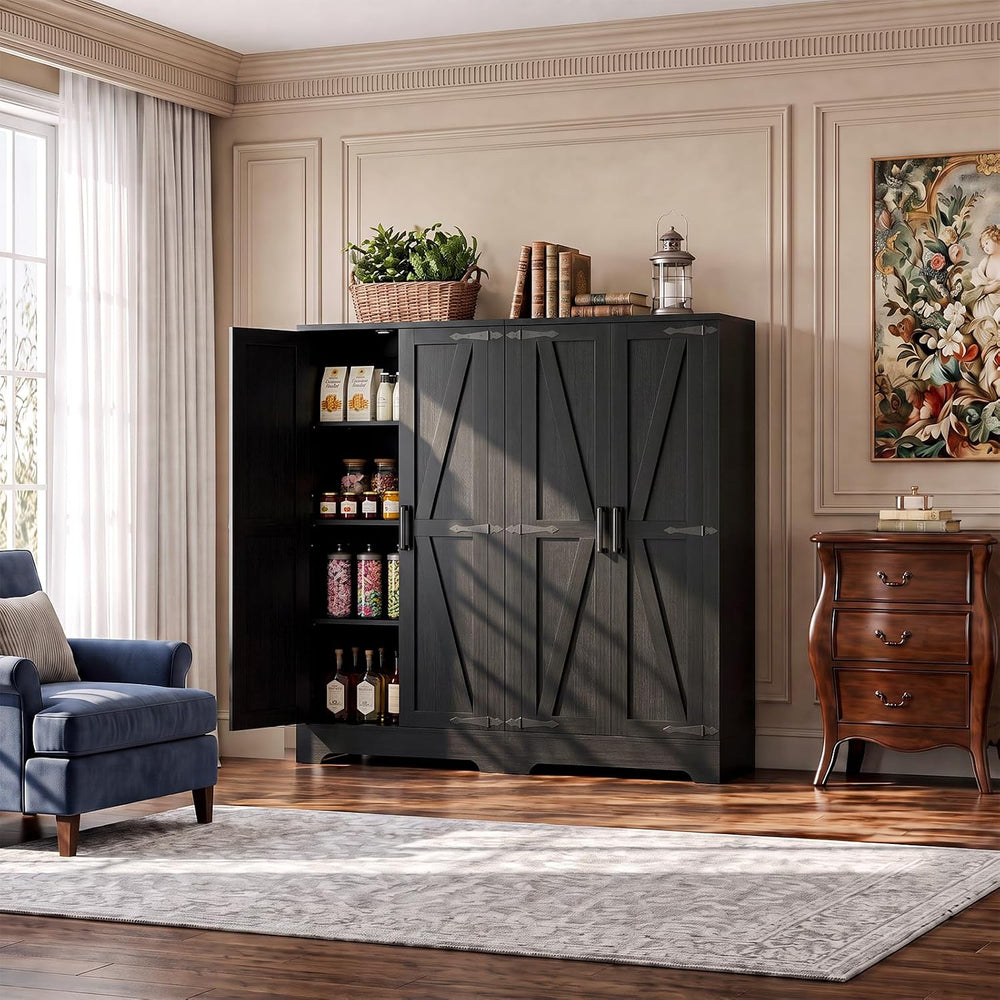 Unikito Kitchen Pantry Storage Cabinet with Adjustable Shelves, Black