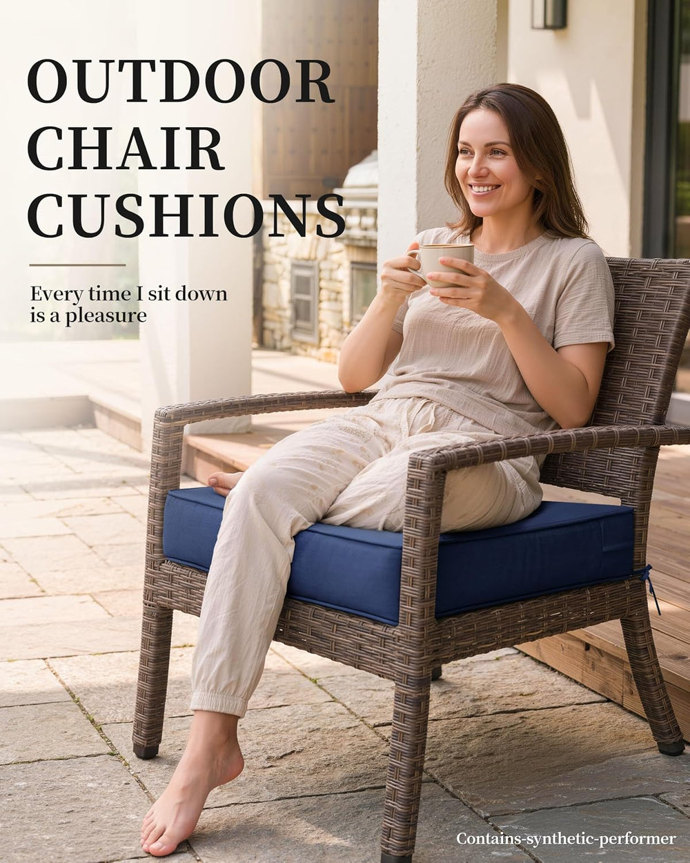 4 Set Outdoor Chair Cushions 22 X 22 X 4 Inches Patio Furniture Cushions Wate...