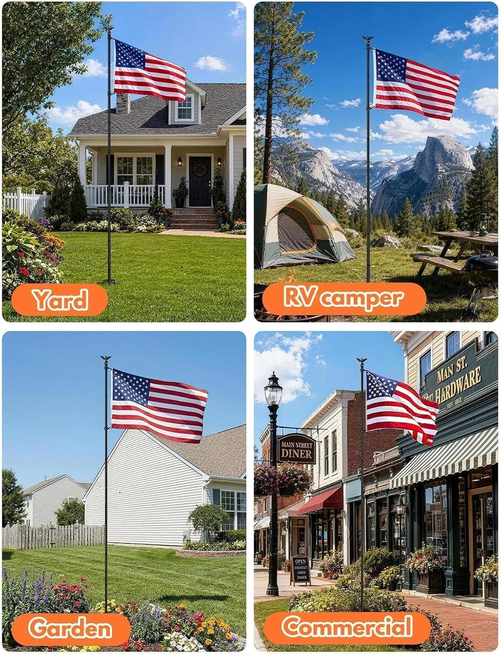LETSTRY 10 FT In-Ground Flag Pole for Outside House, Heavy Duty Wind Resistan...