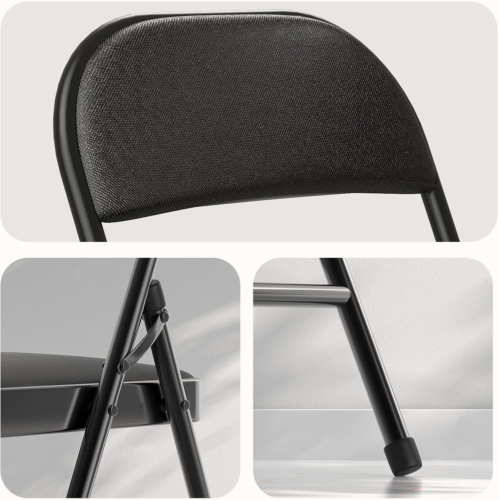 Nazhura 4 Pack Folding Chairs, Fabric Dining Chair Set with Padded Cushion an...