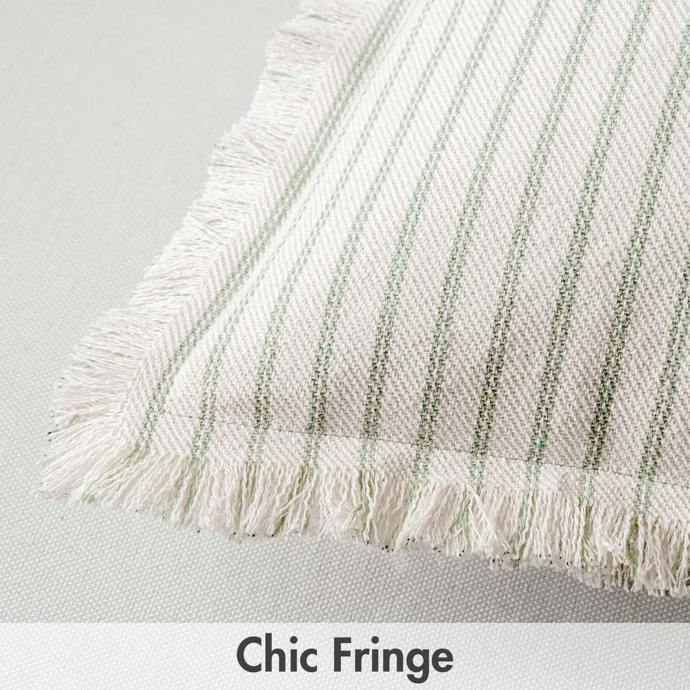 MIULEE Sage Green Striped Decorative Throw Pillow Covers, 18x18