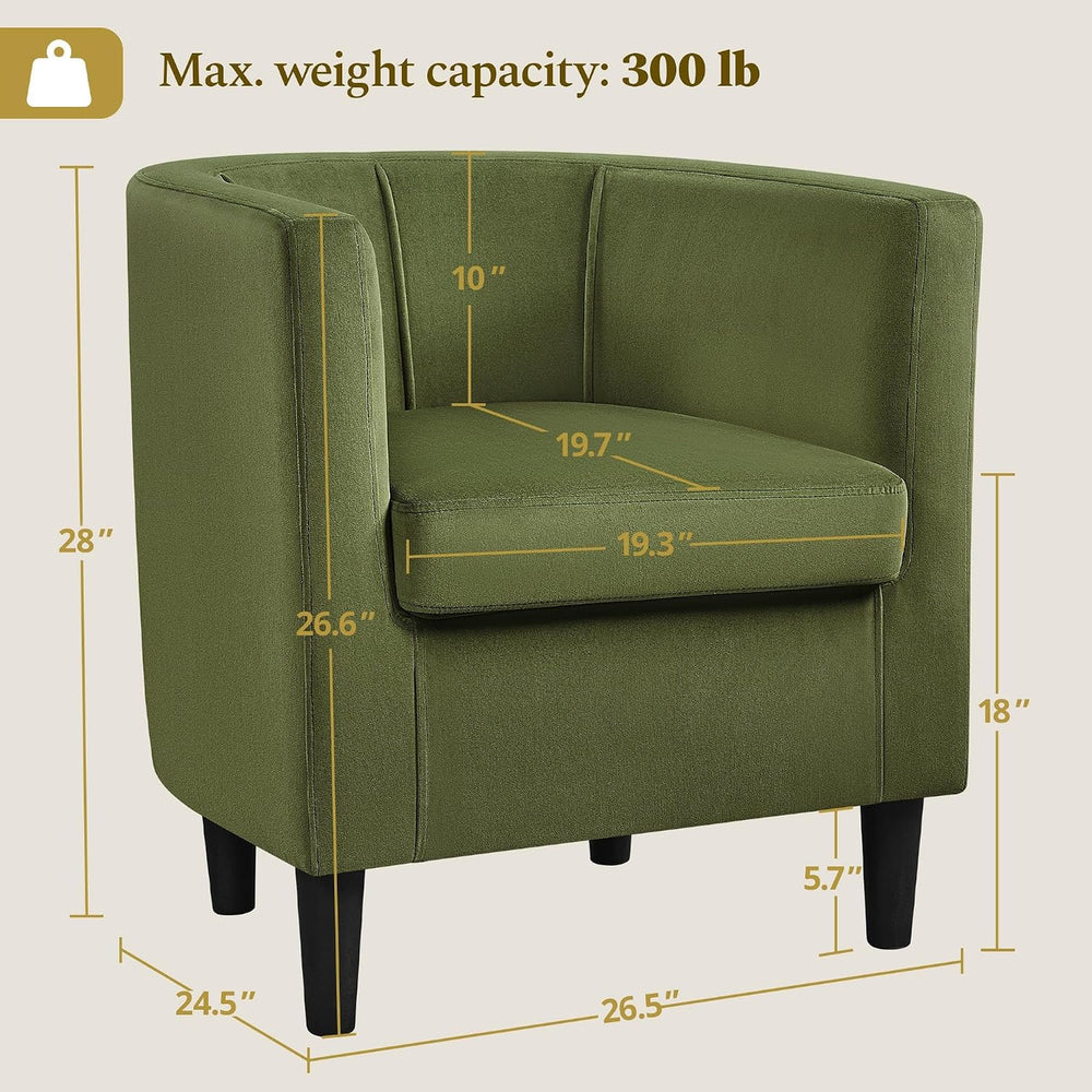 Yaheetech Barrel Accent Chairs Set of 2, Modern Armchairs, Olive Green
