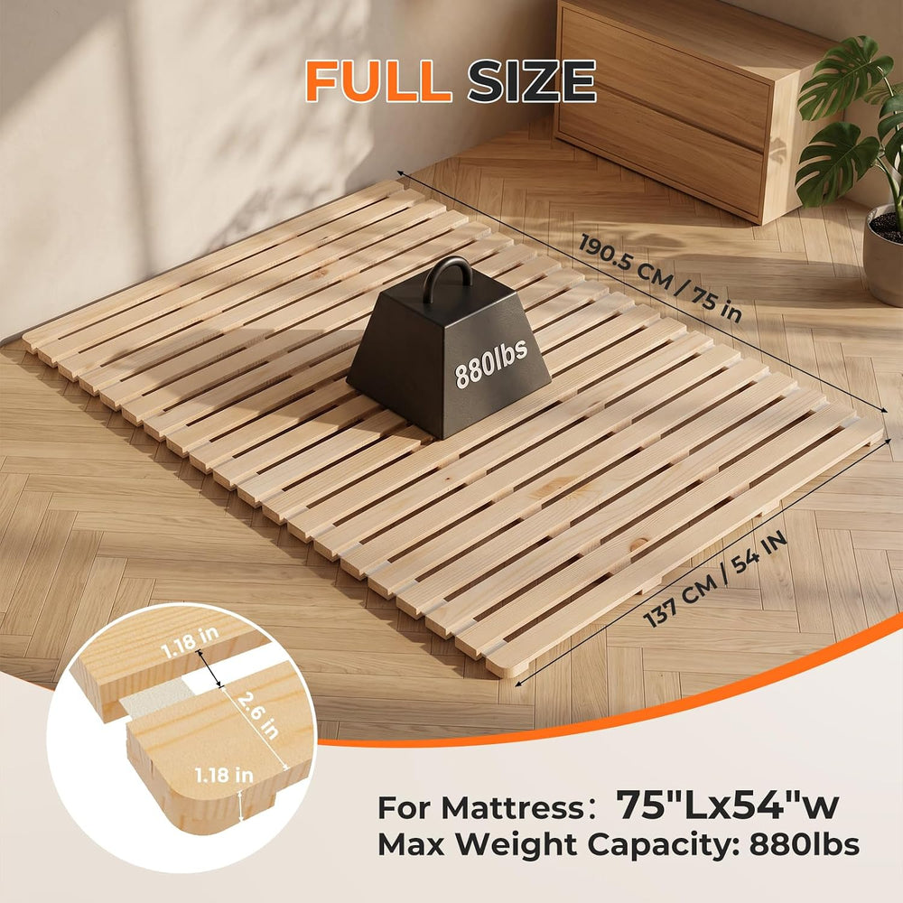 Japanese Bed Frame,Full Foldable Tatami Floor Bed Frame, Futon Frame