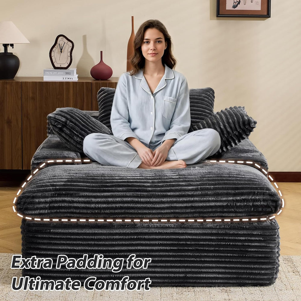 67" Oversized Boneless Chaise Lounge Chair Indoor, Grey