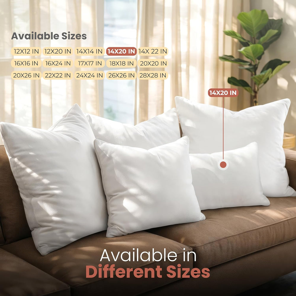 Utopia Bedding 14x20 Pillow Inserts, White Throw Pillows for Couch, 2 Pack