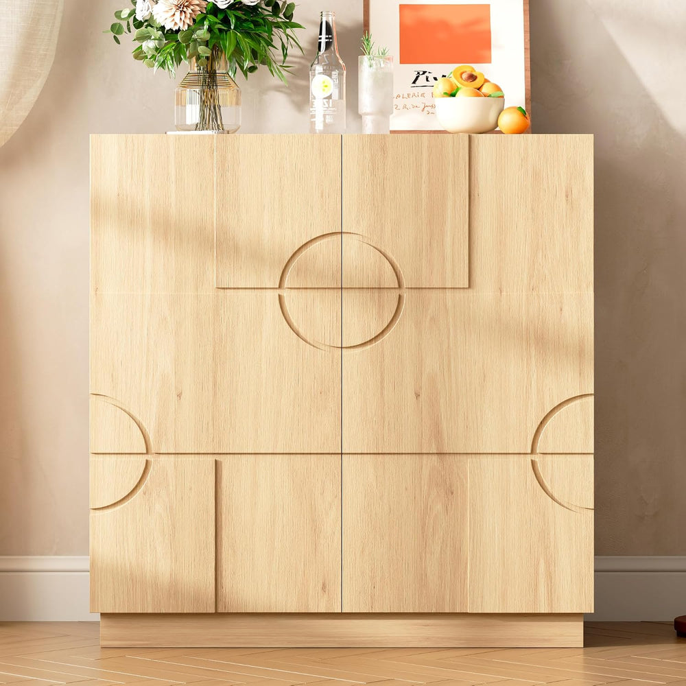 LVSOMT Modern Accent Cabinet with Doors and Adjustable Shelve, Matte Wood