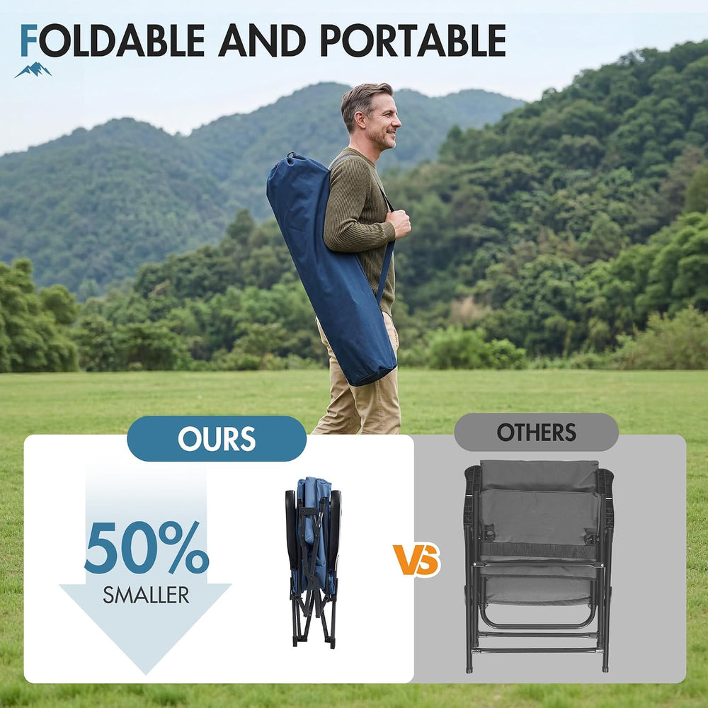 Portal Reclining Camping Chair High Back, 3-Position Hard Armrests, 350 lbs