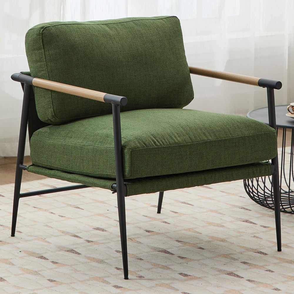 LukeAlon Mid-Century Linen Accent Chair, Ultra Soft Living Room Chair with Me...
