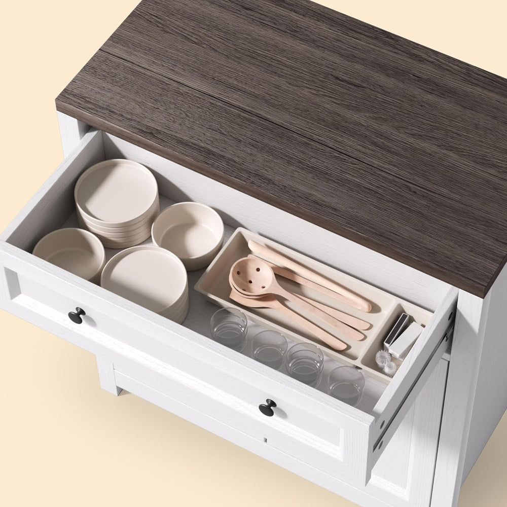 Gizoon Storage Cabinet with Adjustable Shelf, 2-Door Farmhouse Buffet