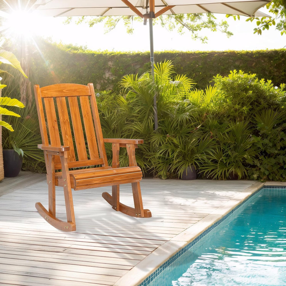 VINGLI Outdoor Rocking Chair Set of 2, Heavy Duty 600 LBS Wooden Rocking Chai...